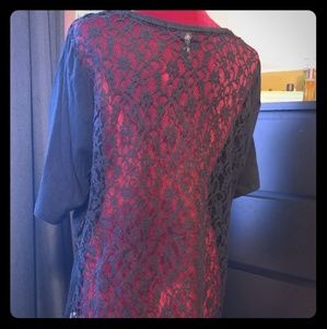 Lane Bryant black lace back knit top